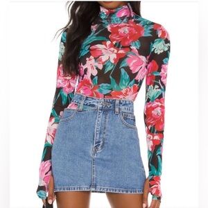 Afrm Pink And Red Zadie Top Size Small